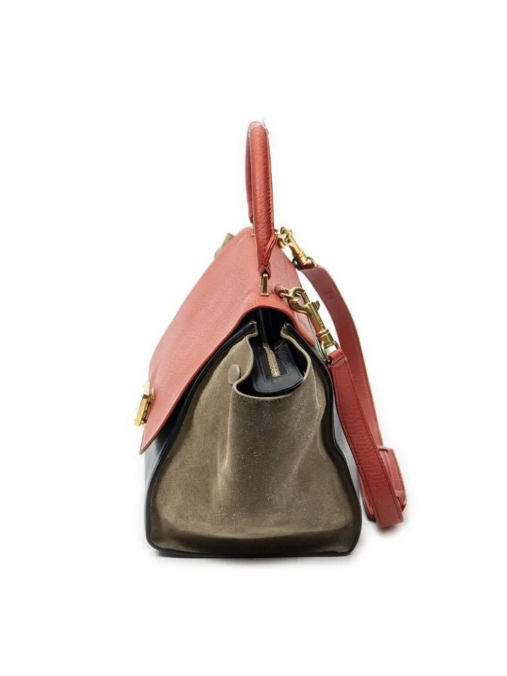 Celine Small Tricolor Trapeze Red Black Top Grain Calfskin Leather - Picture 3 of 10